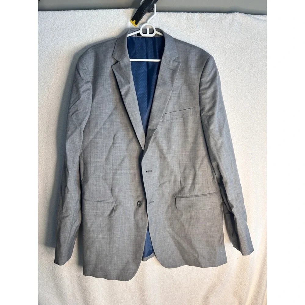 Mantoni Mens Grey 100% Virgin Wool Super Fine 2 Button Blazer Jacket Size 44 L